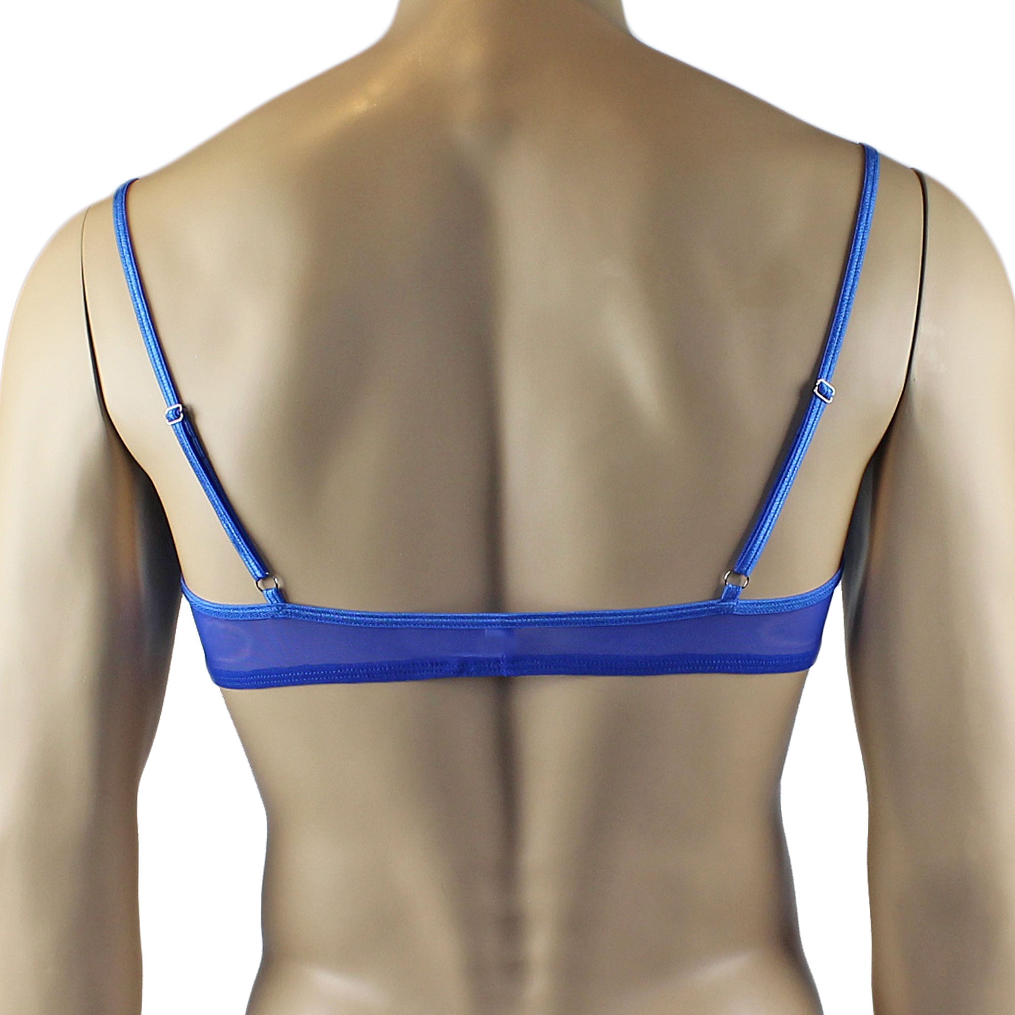 Mens Kristy Lace & Mesh Bra Top BR02L and Thong Panty Blue