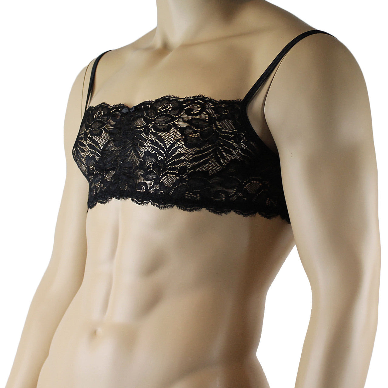 Mens Kristy Lingerie Lace Bra Top BR04G with thin Straps Black