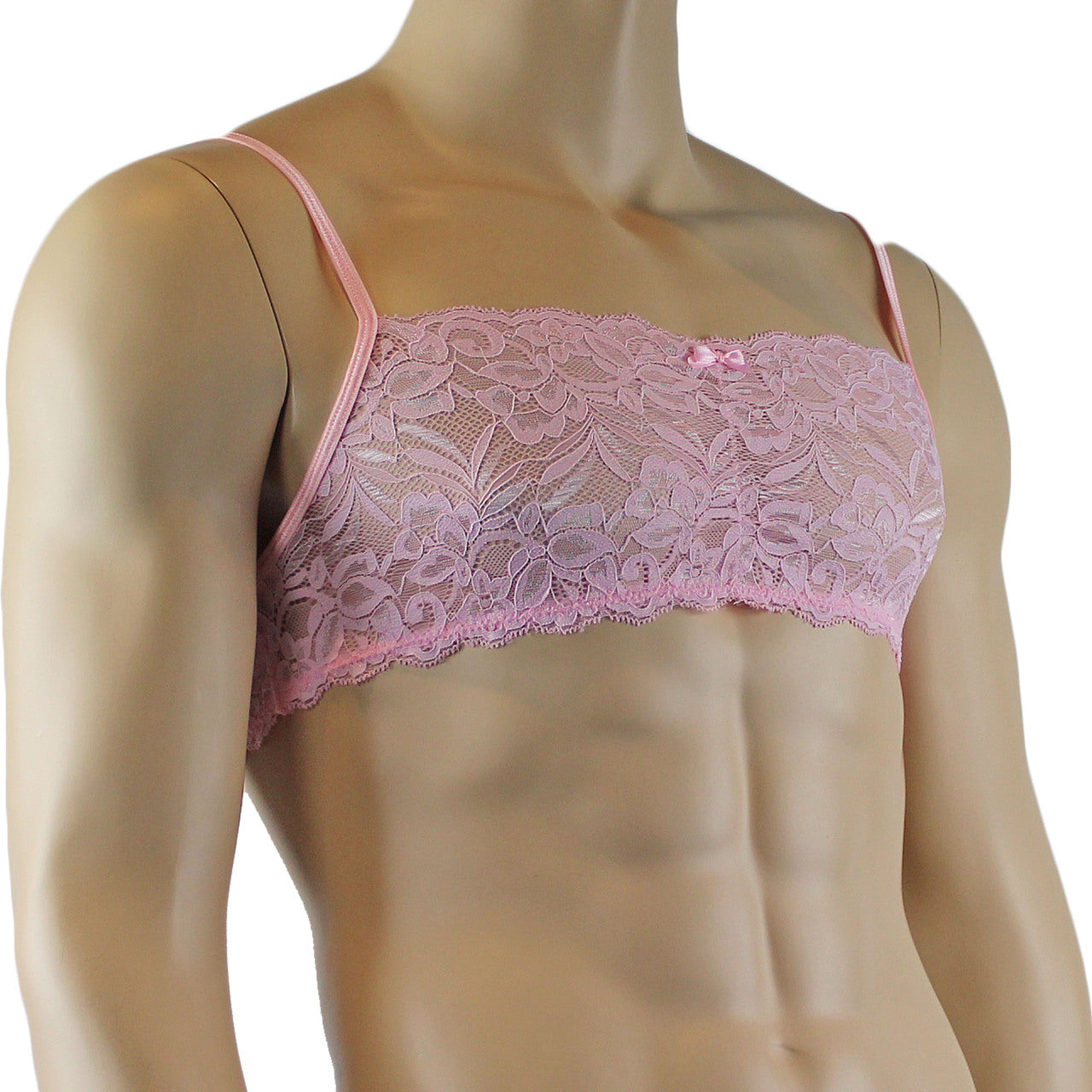 Mens Kristy Lingerie Lace Bra Top BR04 with thin Straps Light Pink