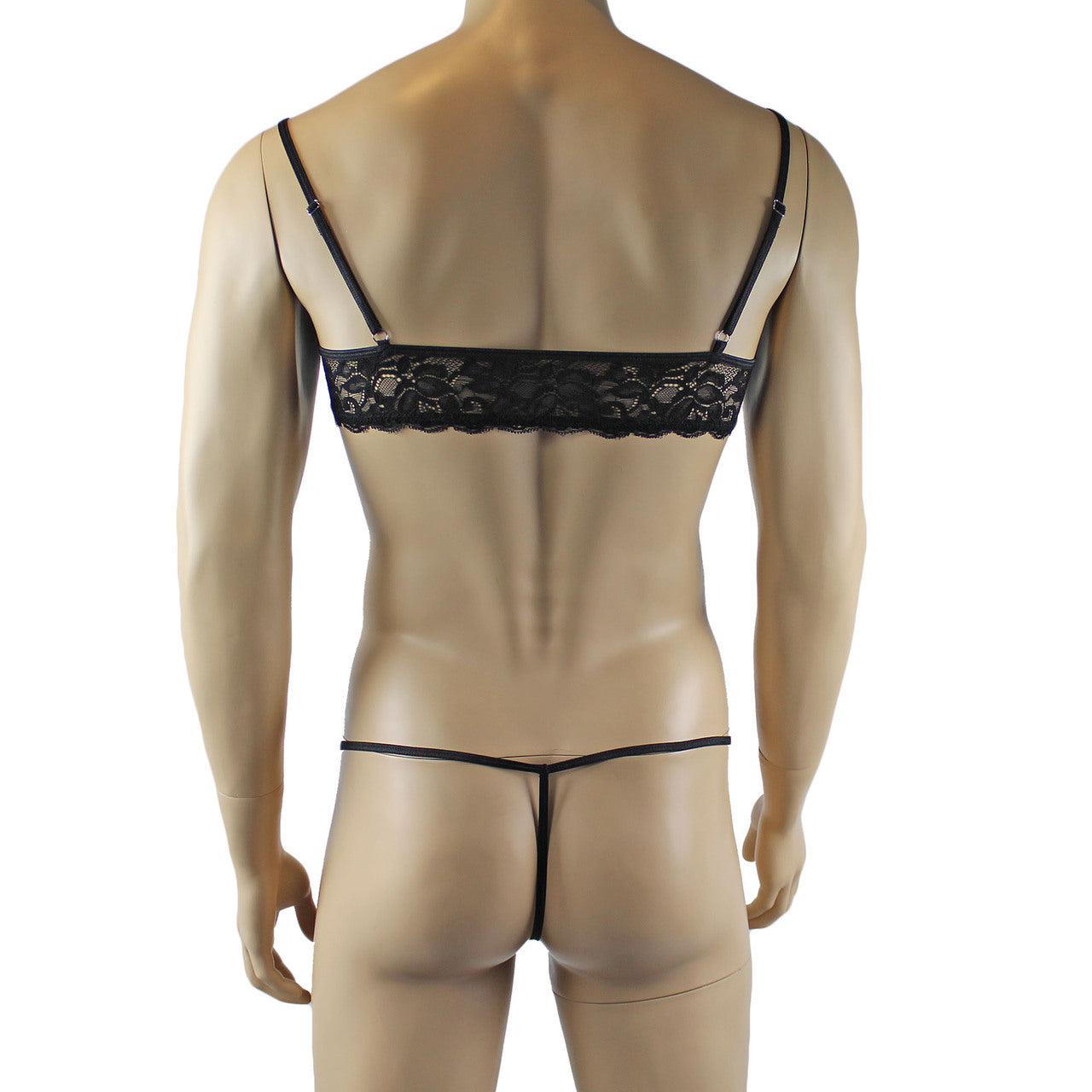 Mens Kristy Lingerie Lace Bra Top BR04G and Pouch G string Black