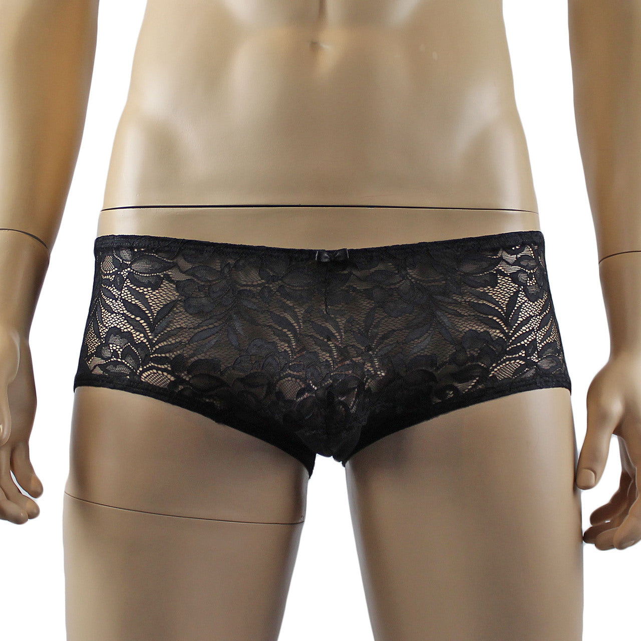 Mens Kristy Lingerie Lace Bra Top BR04 and Boxer Briefs Black