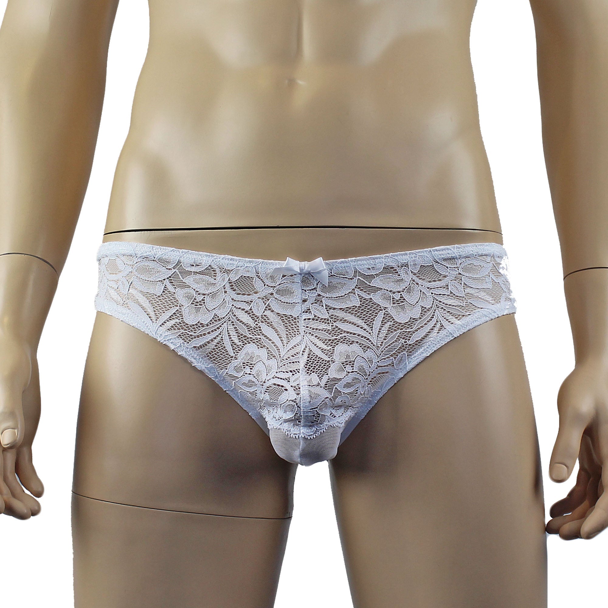 Mens Kristy Lace & Mesh Bra Top BR02L and Bikini Brief White