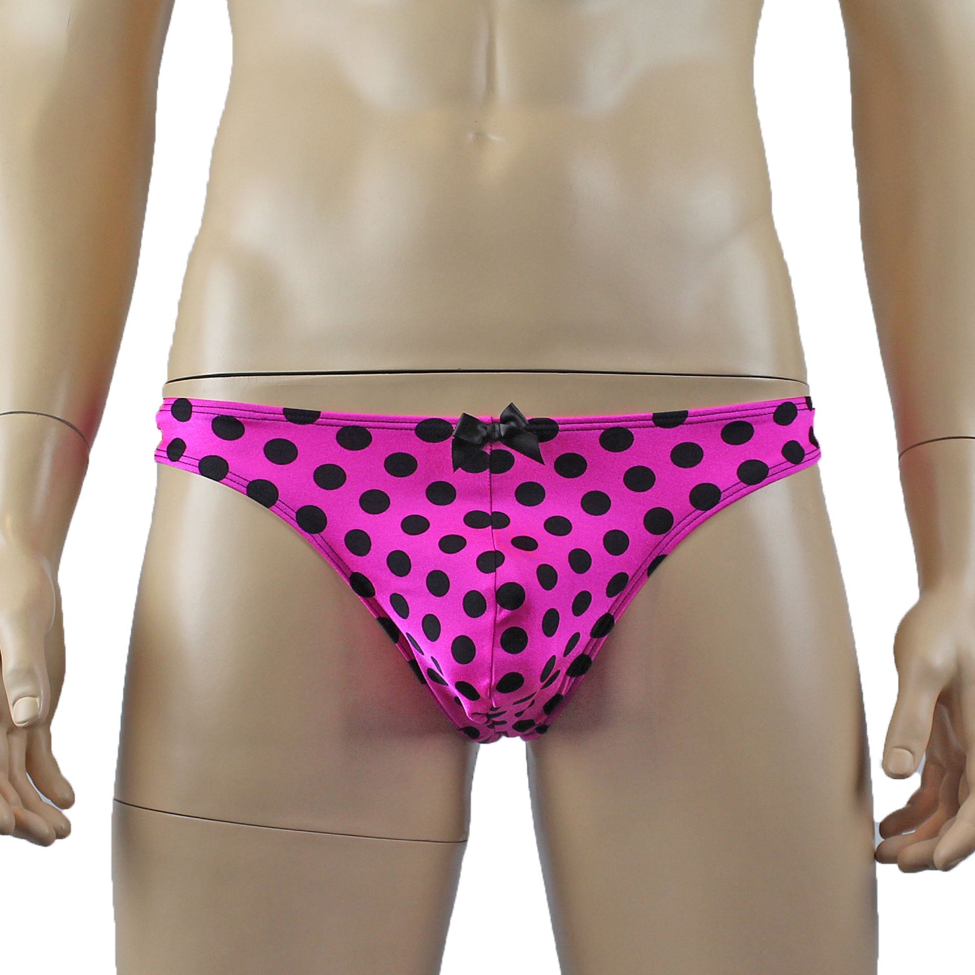 Mens Hot Pink Polka Dot Crop Top Bra & G string Thong