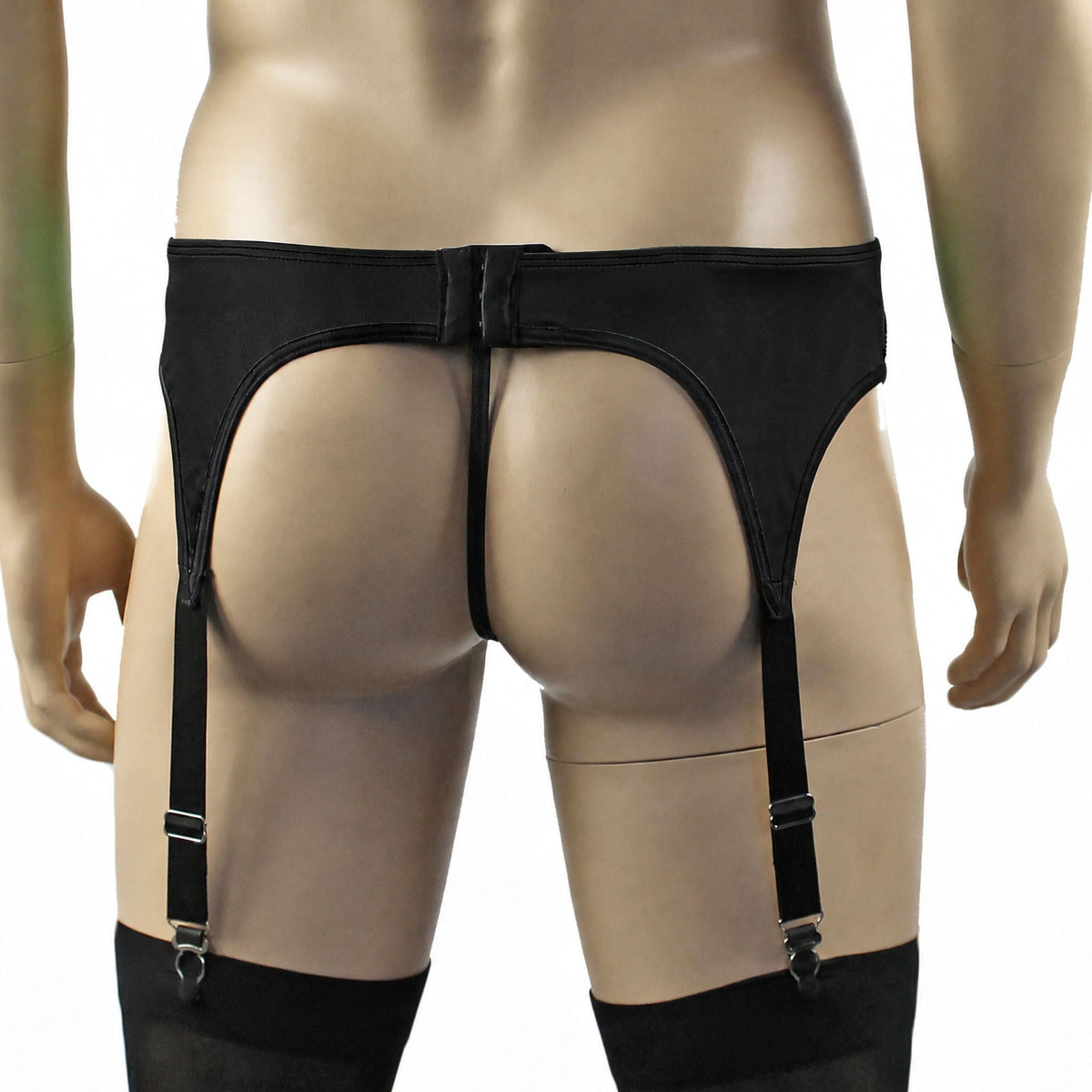 Mens Risque Garterbelt with Adjustable Garters Black & Black