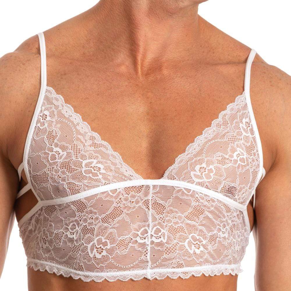 JCSTK - Mens Secret Male SMA018 Lacey Bra Crop Top White