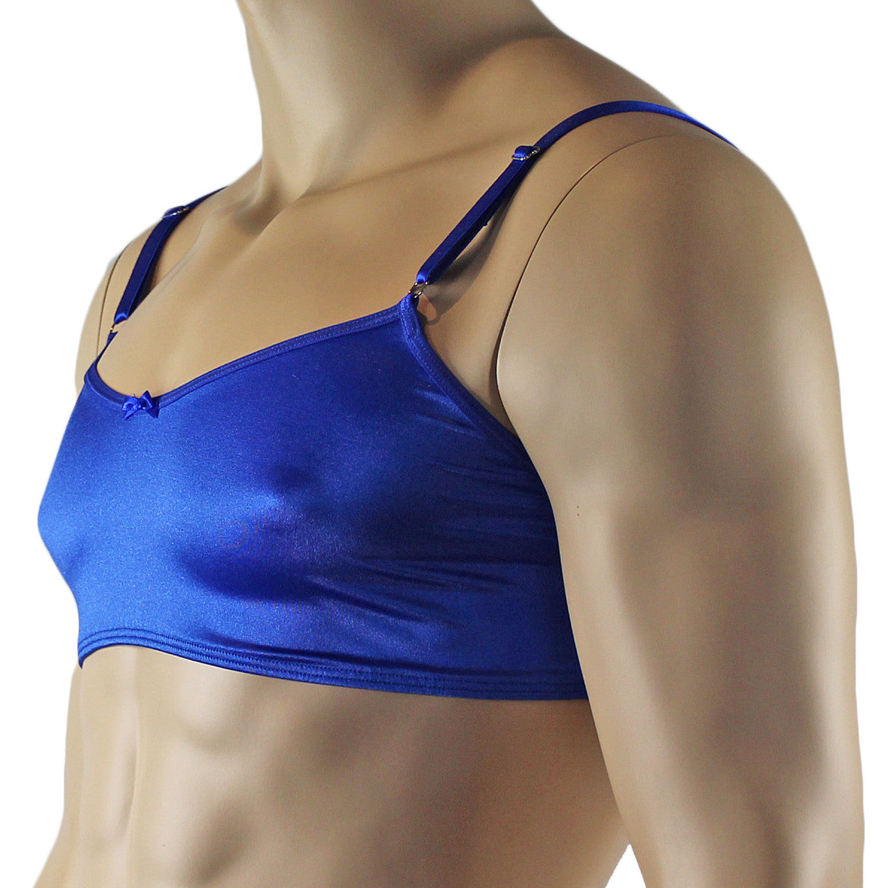 Mens Jenny Shiny Spandex Bra Top with Adjustable Straps (blue plus other colours)