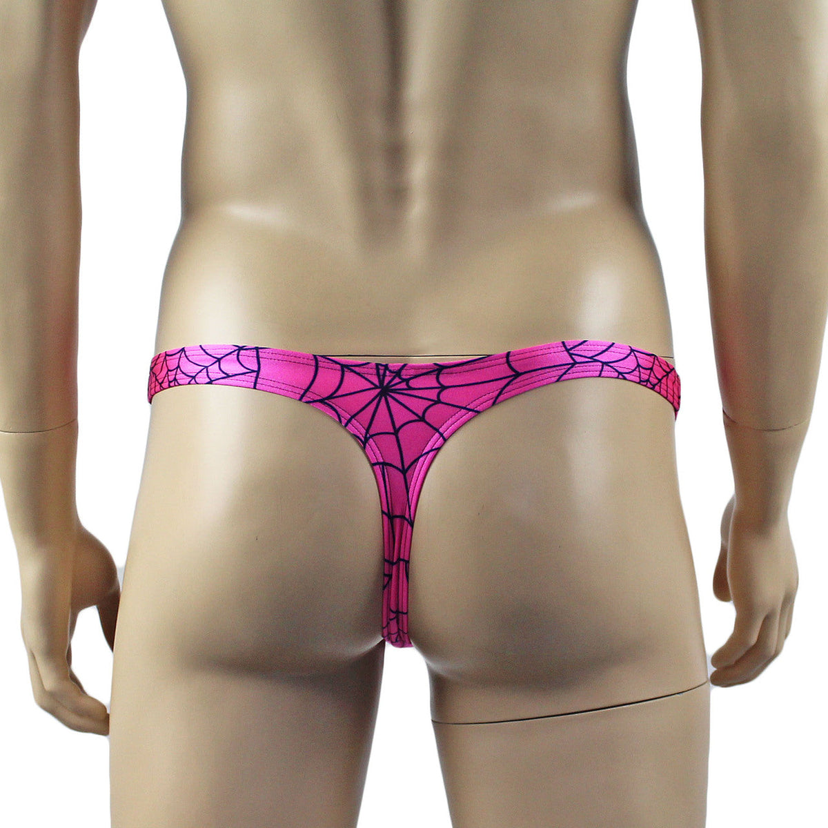 Mens Spider Web Mini Thong Hot Pink