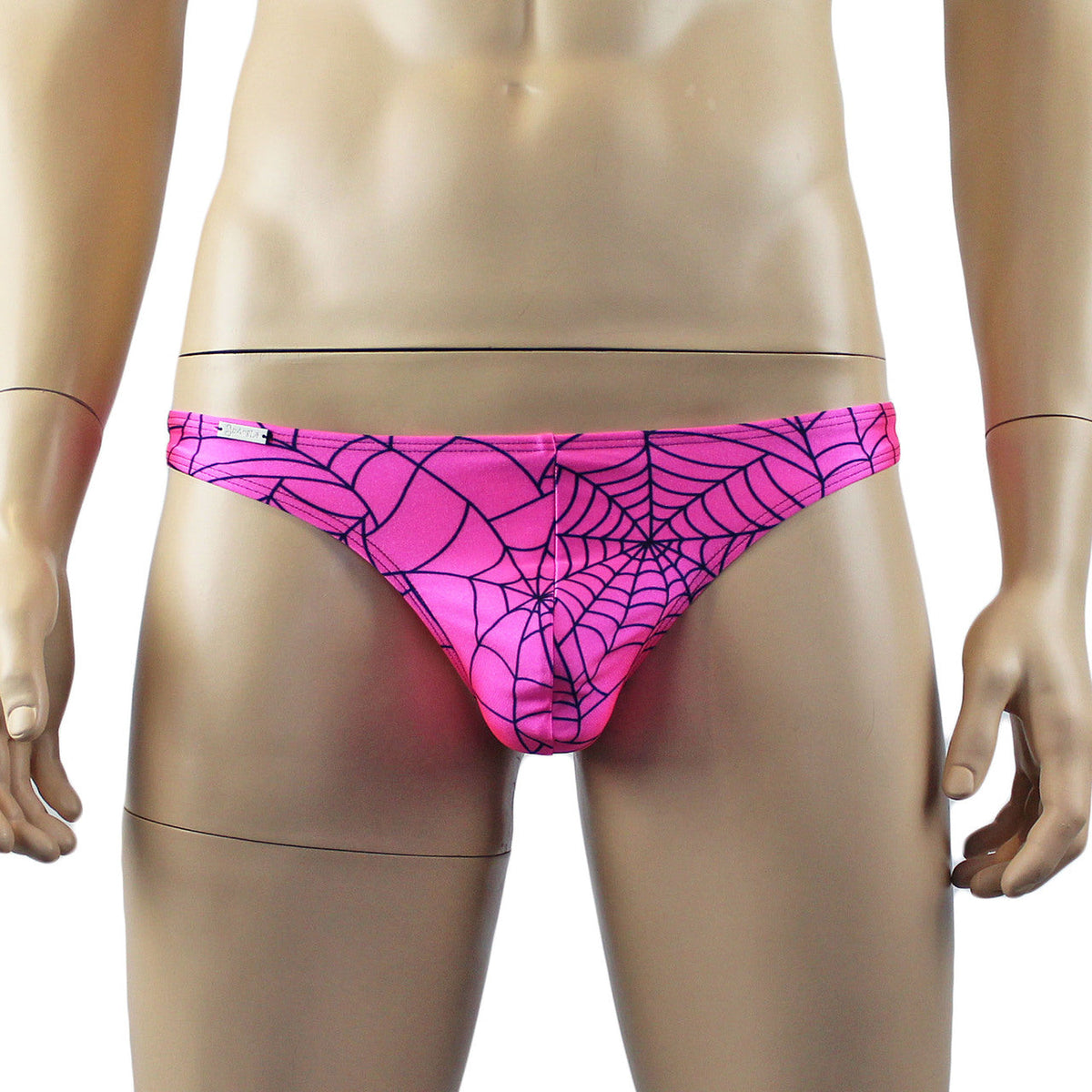 Mens Spider Web Mini Thong Hot Pink