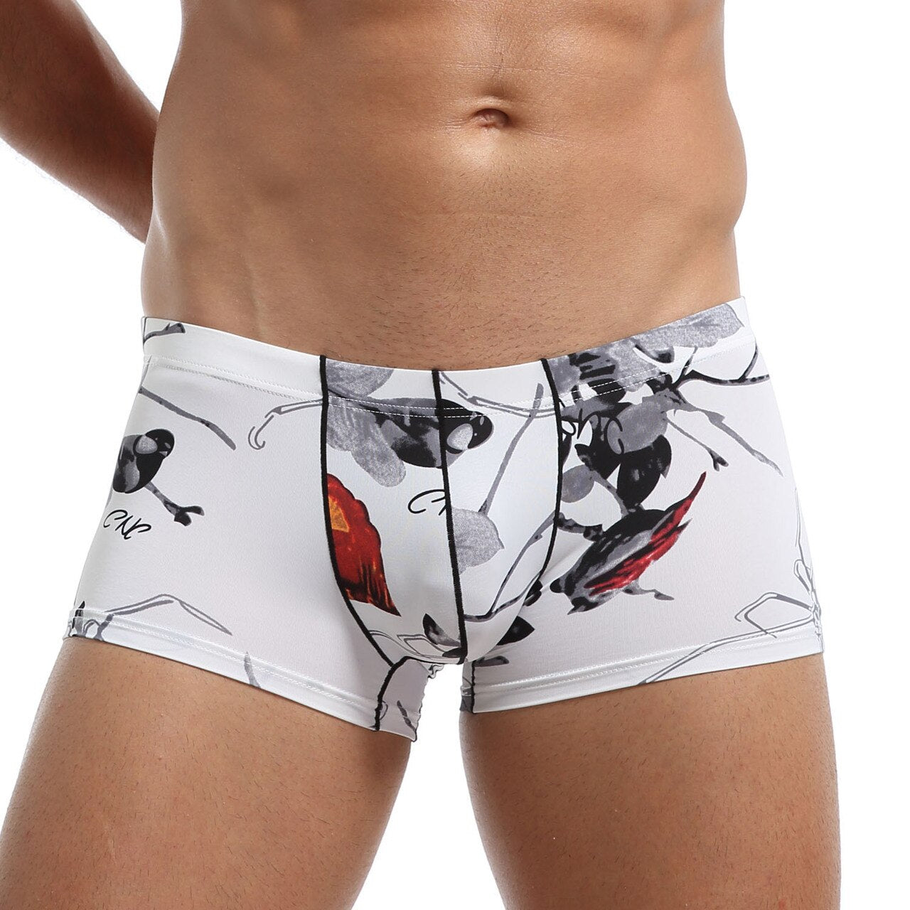 Mens Polymide Comfortable & Light Boxer Briefs Flowers