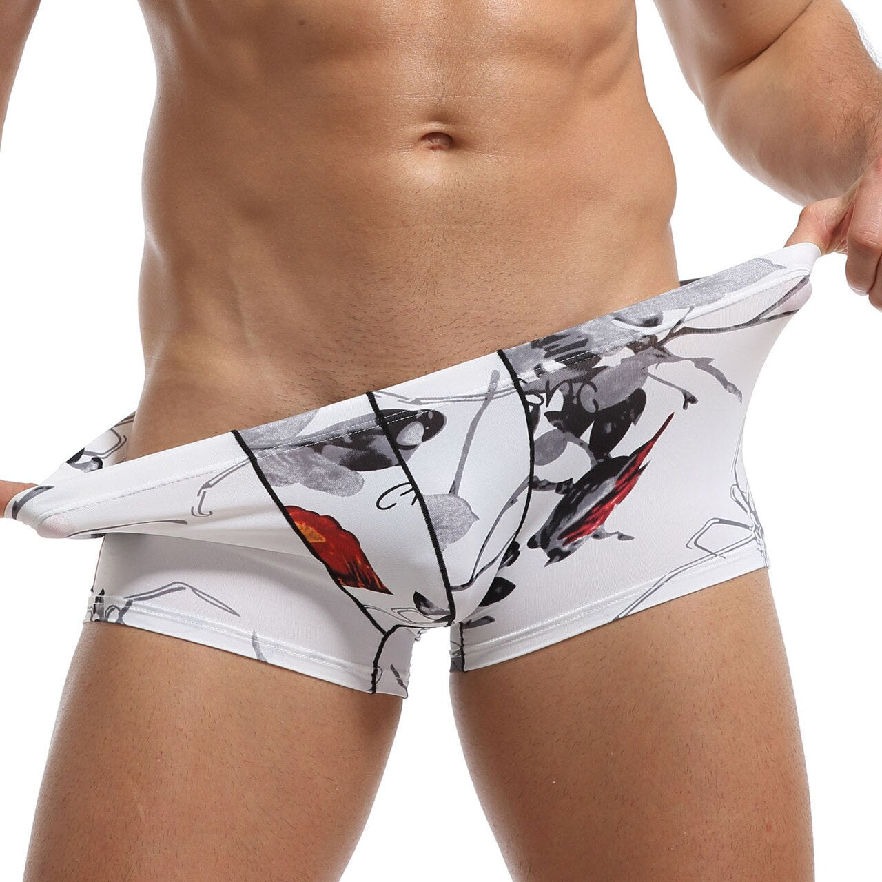 Mens Polymide Comfortable & Light Boxer Briefs Flowers