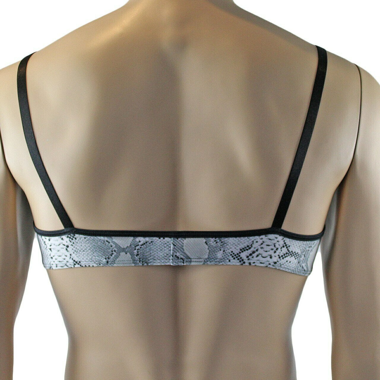 Mens Bra Grey Snake Print Bra Top for Males & Thong
