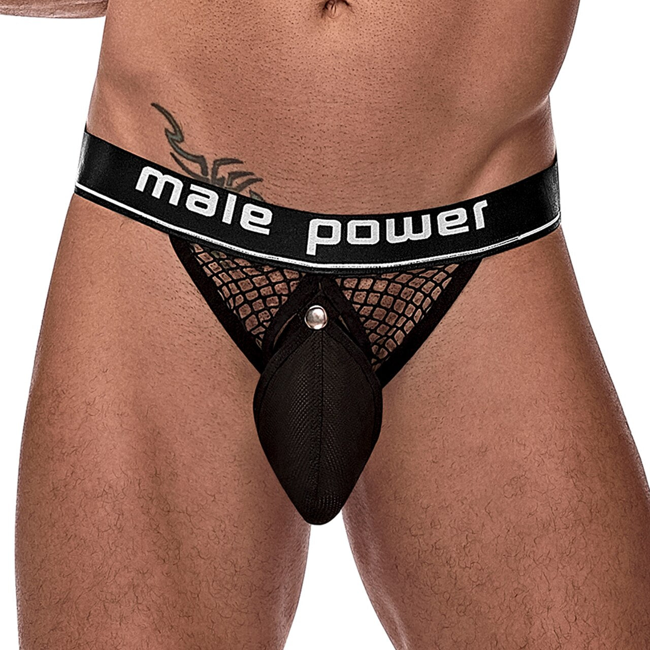 Mens Male Power Ring Jock Strap Black