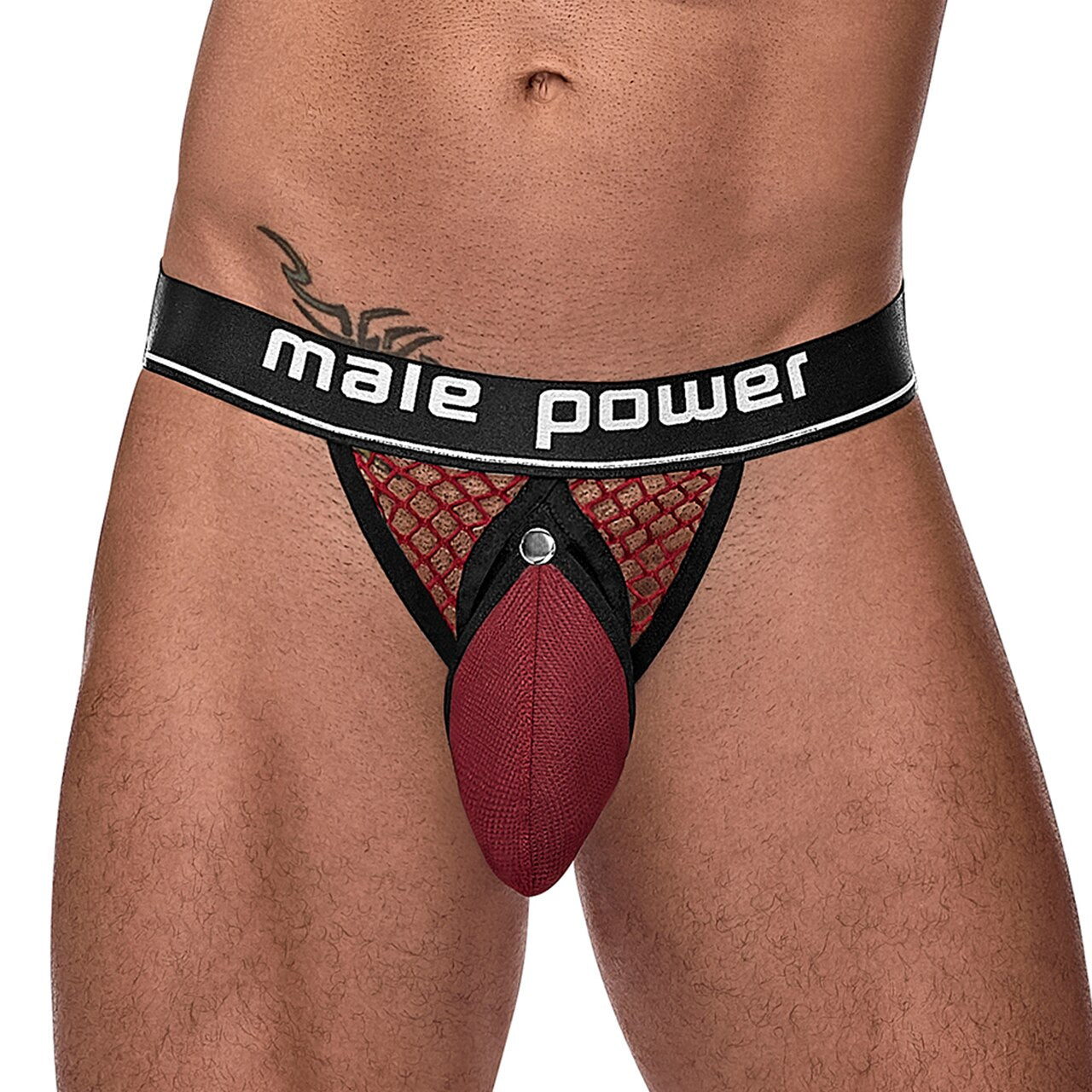 Mens Male Power Ring Jock Strap Burgundy