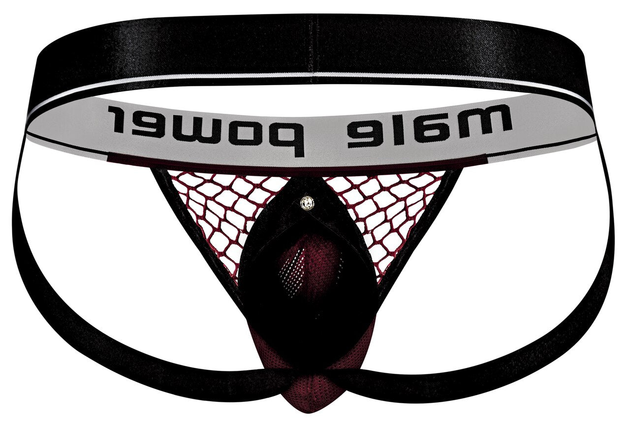 Mens Male Power Ring Jock Strap Burgundy