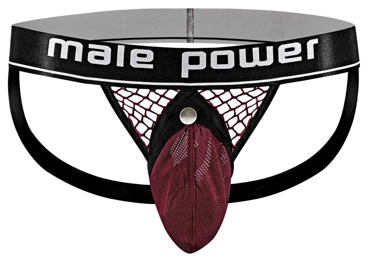 Mens Male Power Ring Jock Strap Burgundy