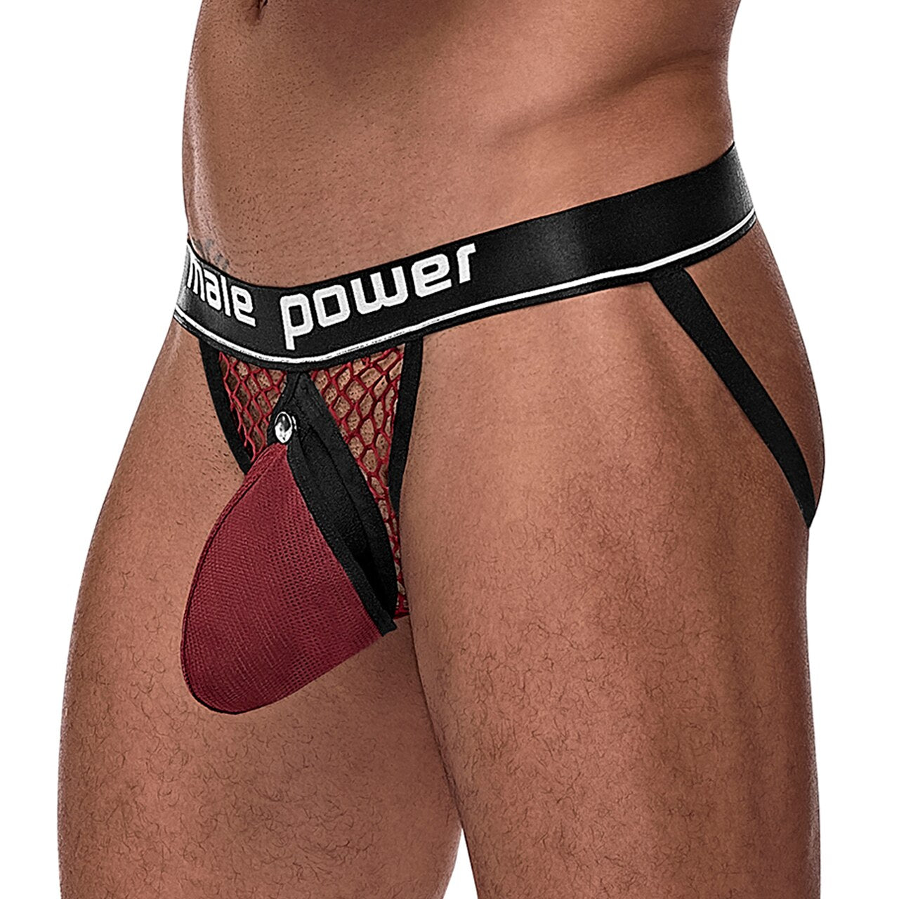 Mens Male Power Ring Jock Strap Burgundy