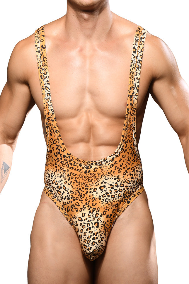 JCSTK - Andrew Christian AC-7943 Unleashed Leopard Swim Boykini Bodysuit for Men w/ ALMOST NAKED® Printed
