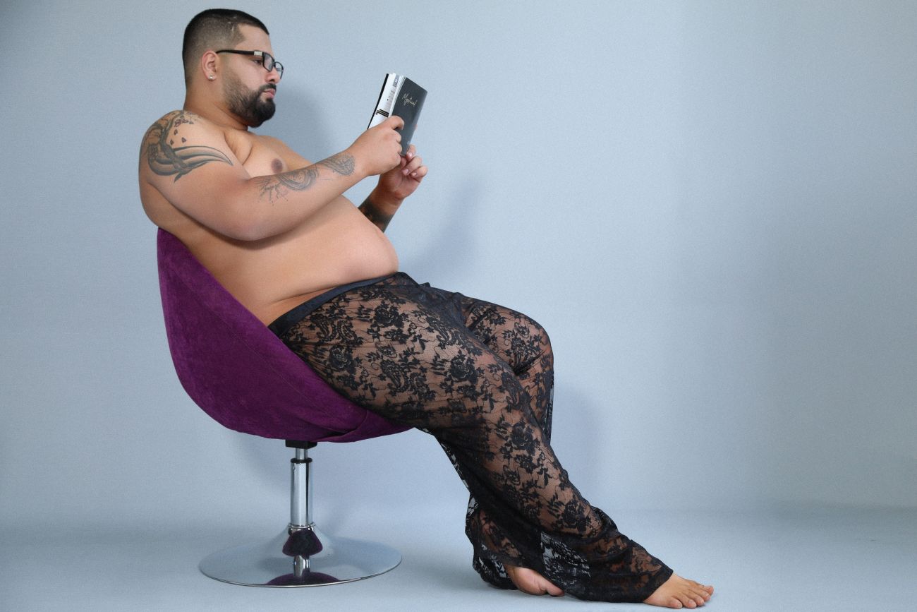 CandyMan 99234X Lace Lounge Pants Black Plus Sizes