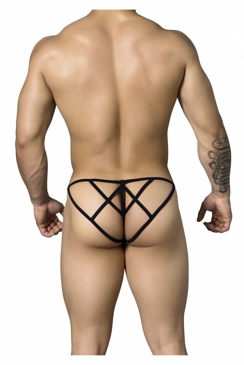 Male Candyman Lace Strappy Thong Underwear Orange