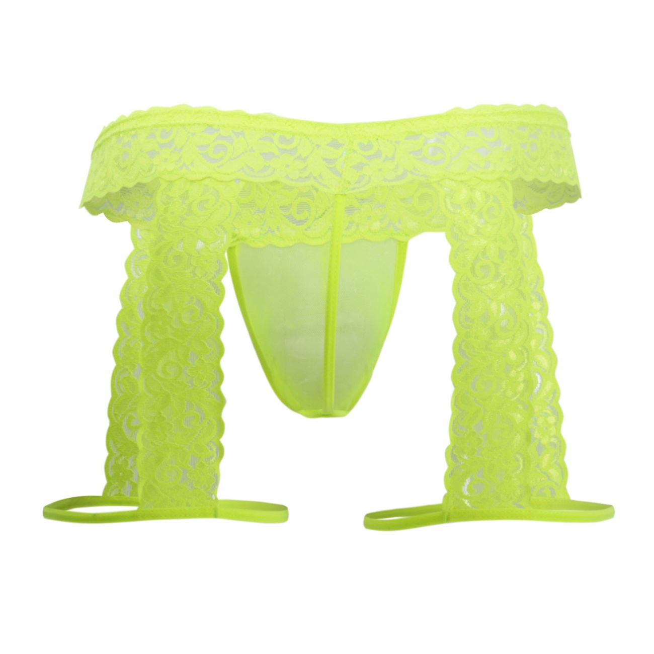 CandyMan 99369X Lace Thongs Hot Yellow Plus Sizes