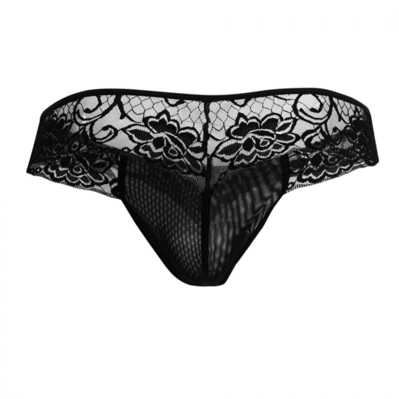 CandyMan 99392X Lace Thongs Black Plus Sizes