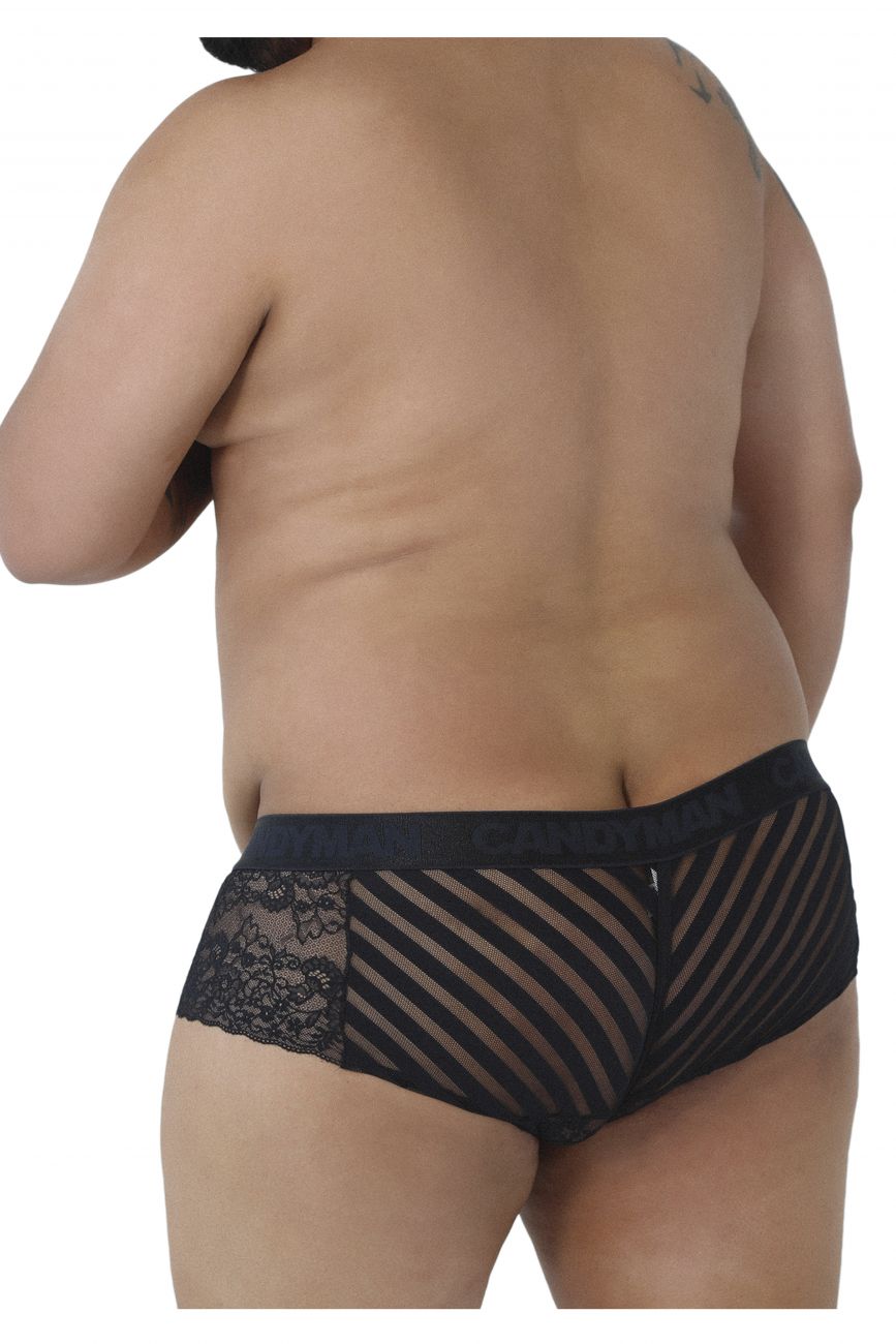 JCSTK - CandyMan 99393X Lace-Mesh Trunks Black Plus Sizes