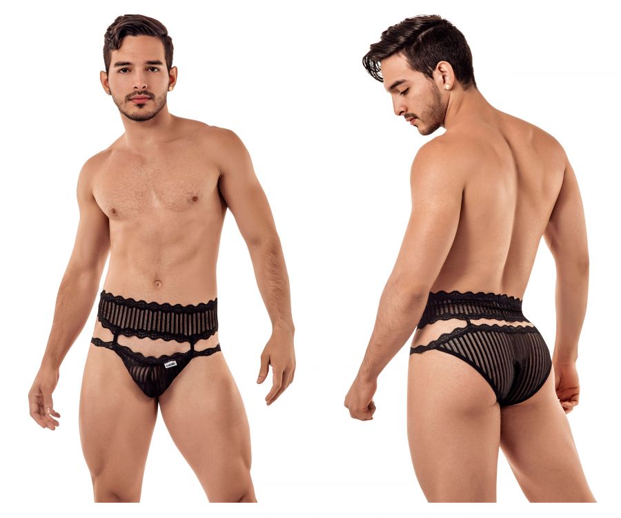 CandyMan 99417 Garter Belt Briefs Black