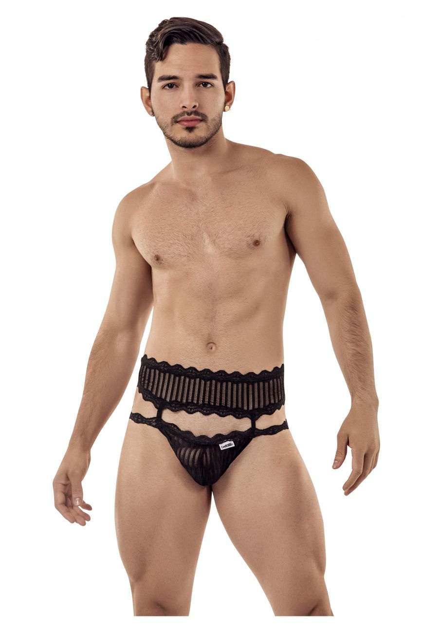 CandyMan 99417 Garter Belt Briefs Black