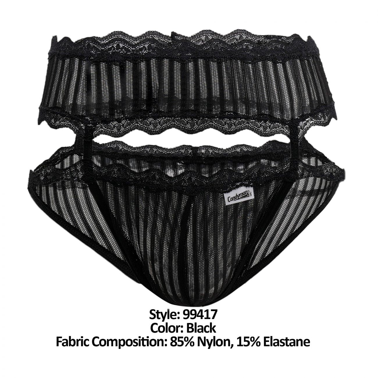 CandyMan 99417 Garter Belt Briefs Black