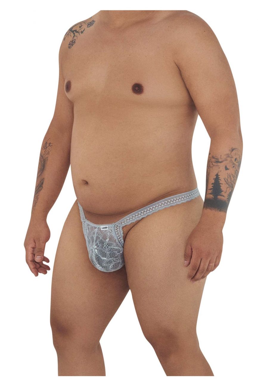 CandyMan 99420X Double Lace Thongs Gray Plus Sizes