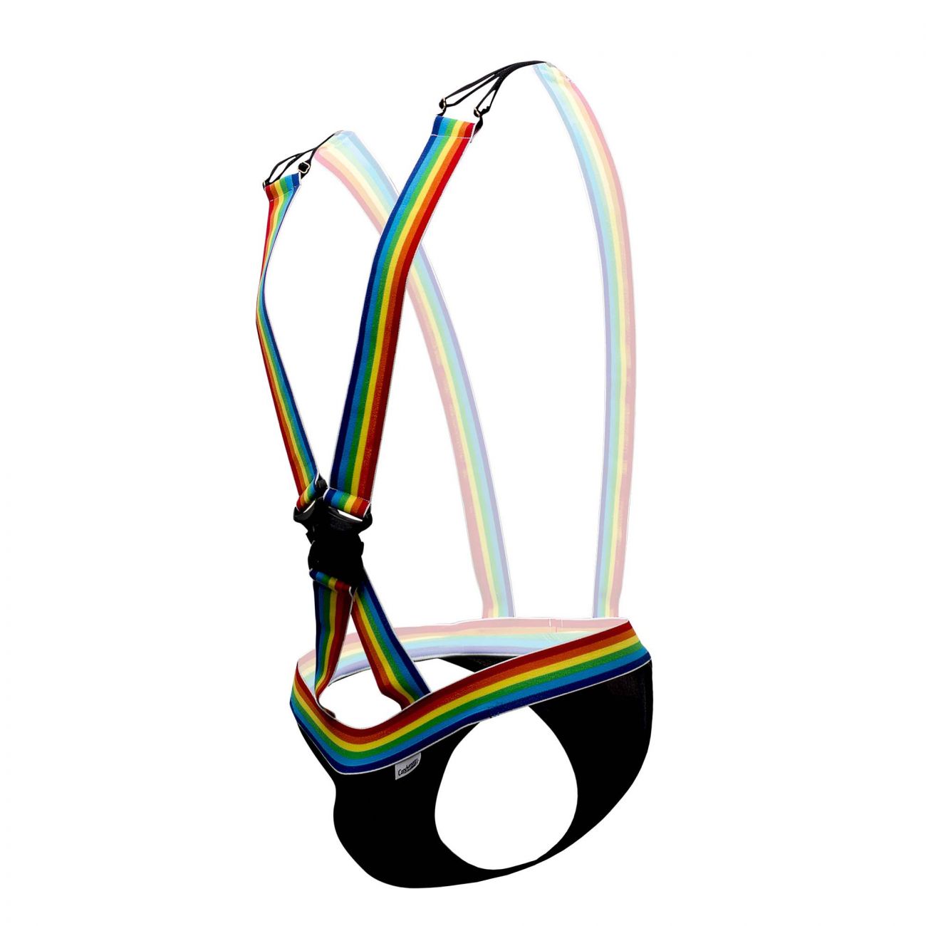 CandyMan 99451 Rainbow Pride Suspenders-Thongs Black