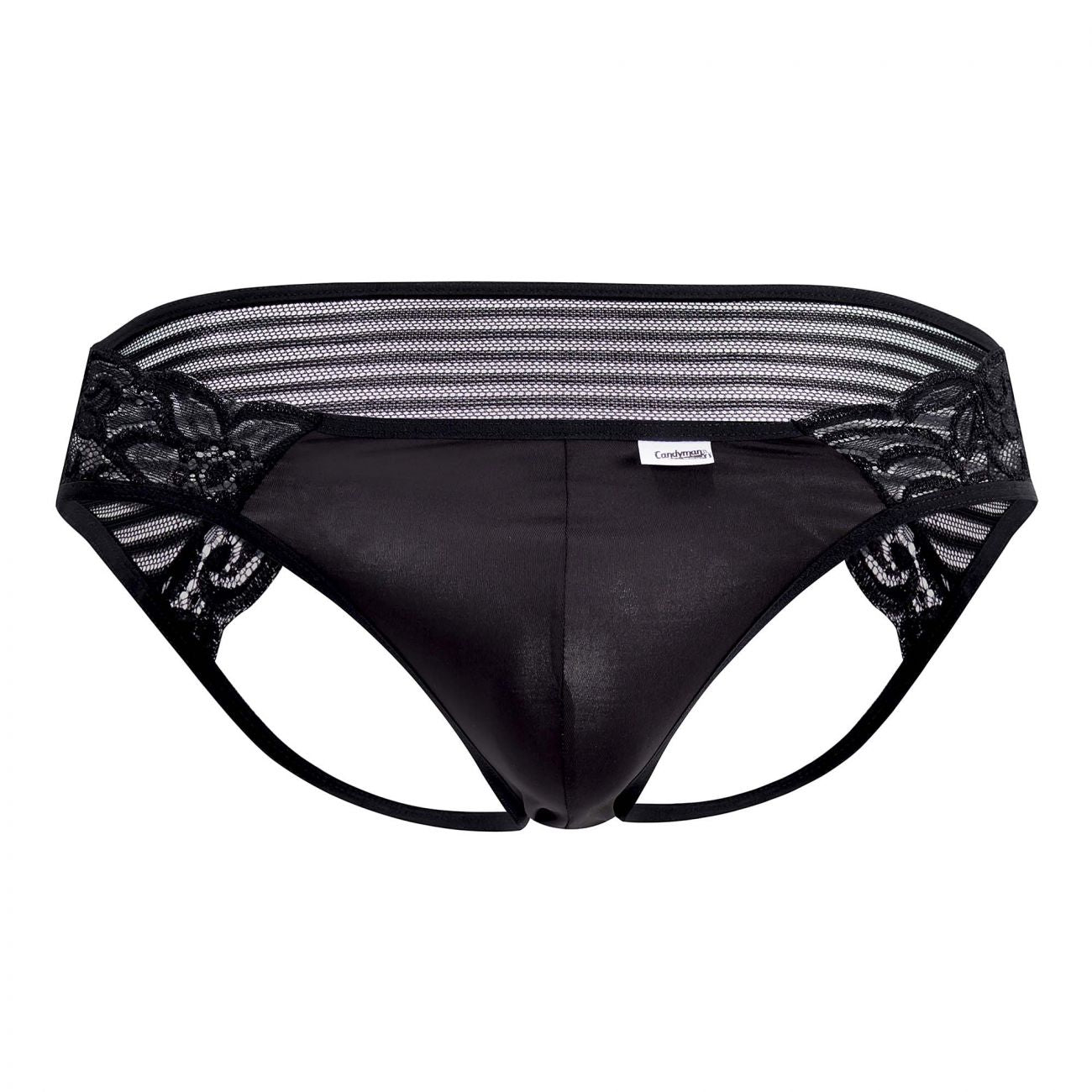 CandyMan 99490 Lace-Mesh Jockstrap Black