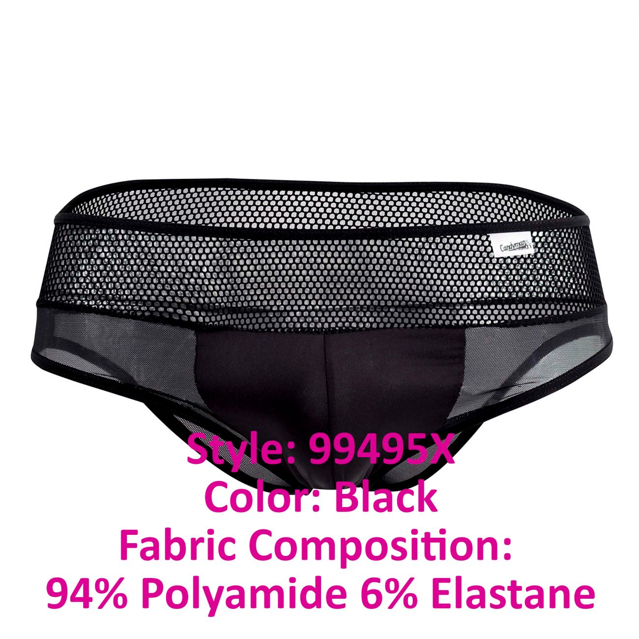 CandyMan 99495X Mesh Briefs Black Plus Sizes