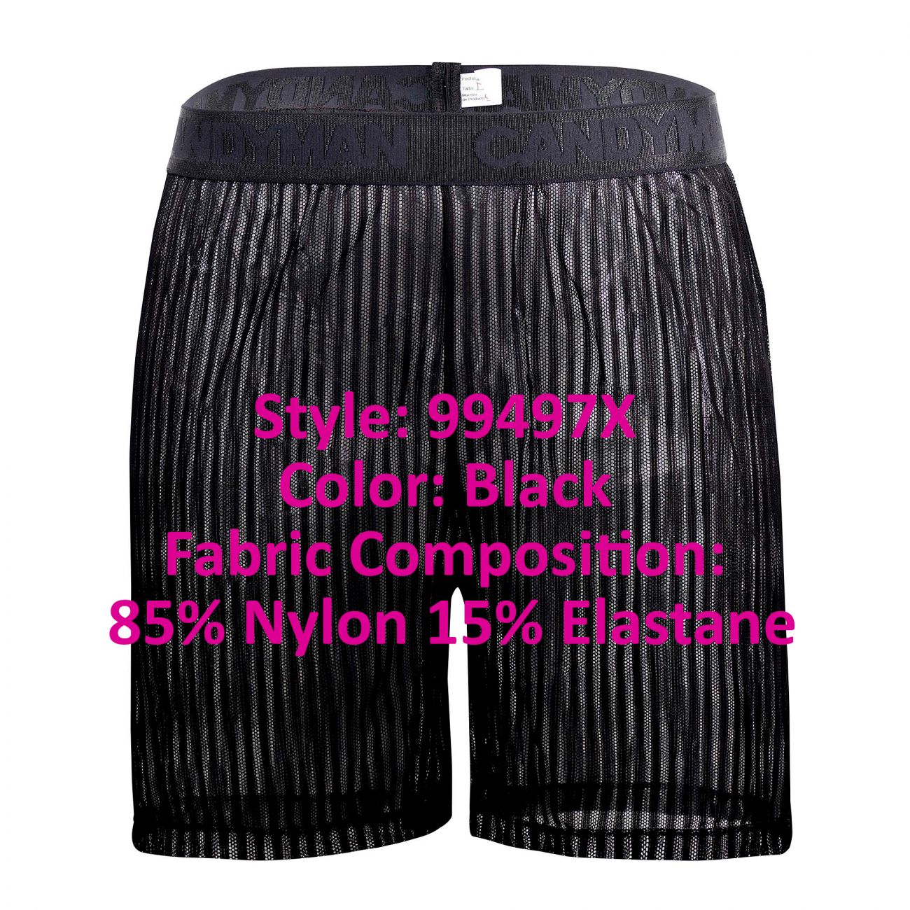 CandyMan 99497X Mesh Lounge Shorts Black Plus Sizes