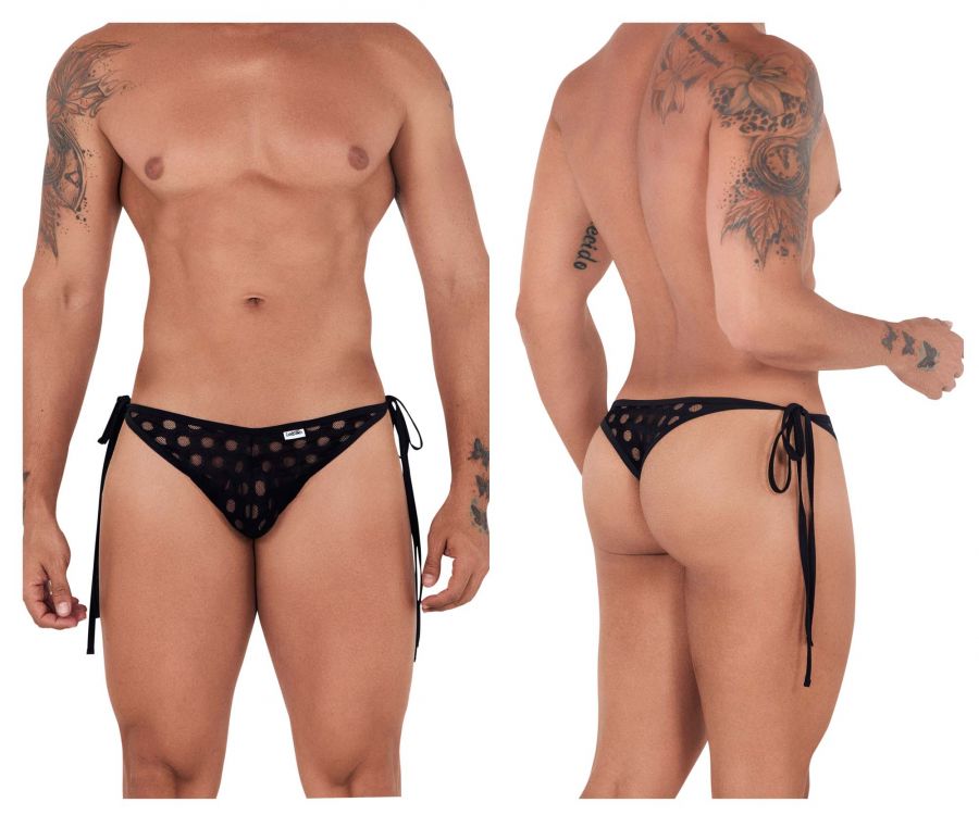 CandyMan 99505 Tie-Side Lace Thongs Black