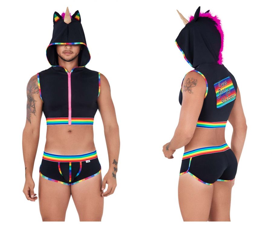 CandyMan 99520 Unicorn Hoodie and Trunks Set Black