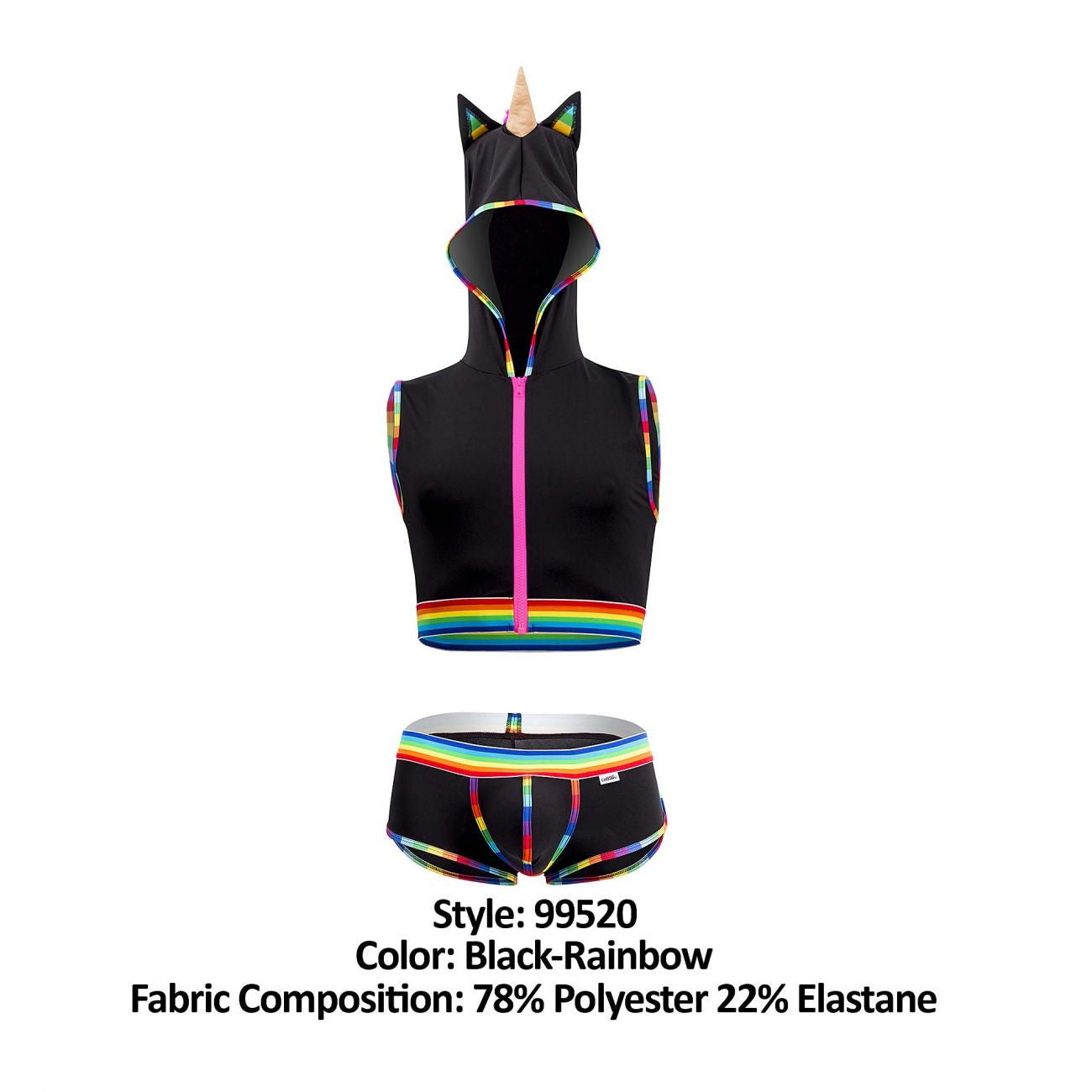CandyMan 99520 Unicorn Hoodie and Trunks Set Black