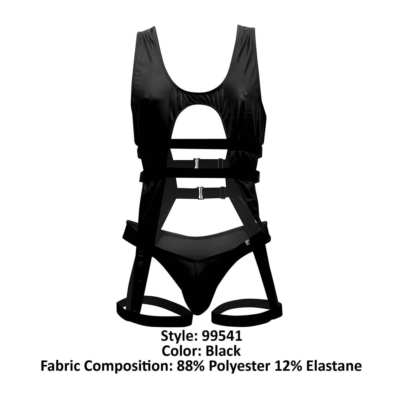 CandyMan 99541 Gladiator Thong Bodysuit Black