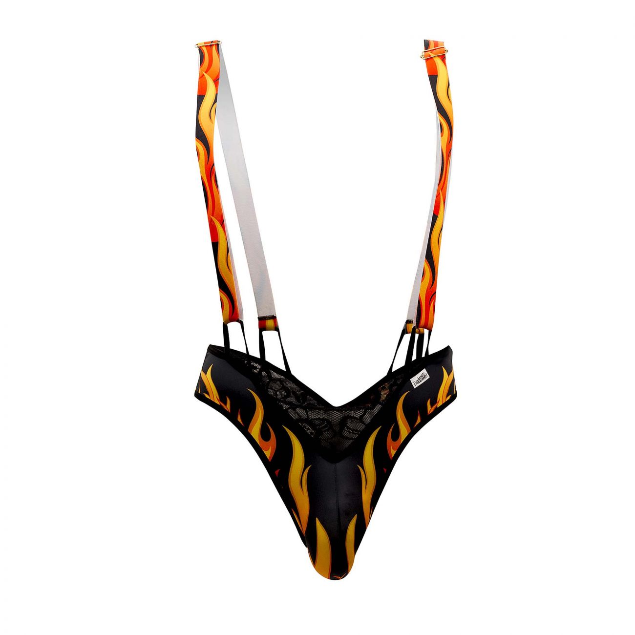 CandyMan 99543 Fire Bodysuit Black & Orange