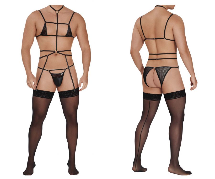 CandyMan 99544 Garter Bodysuit Black