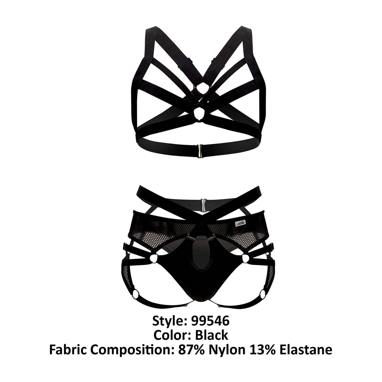 CandyMan 99546 Harness-Thongs Outfit Black