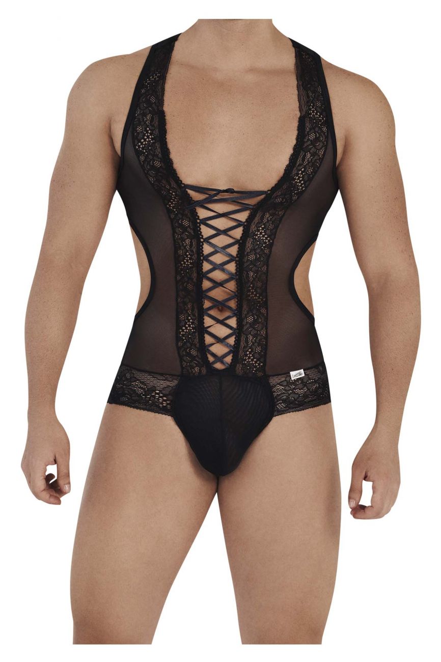CandyMan 99557 Mesh-Lace Bodysuit Black