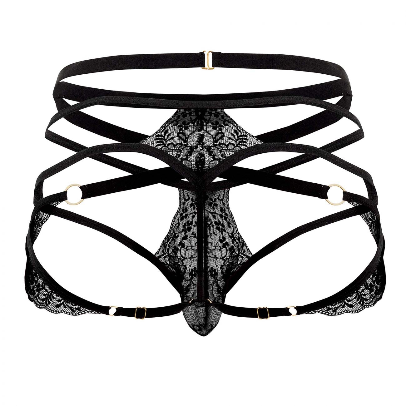 CandyMan 99562 Lace Jockstrap Thongs Black