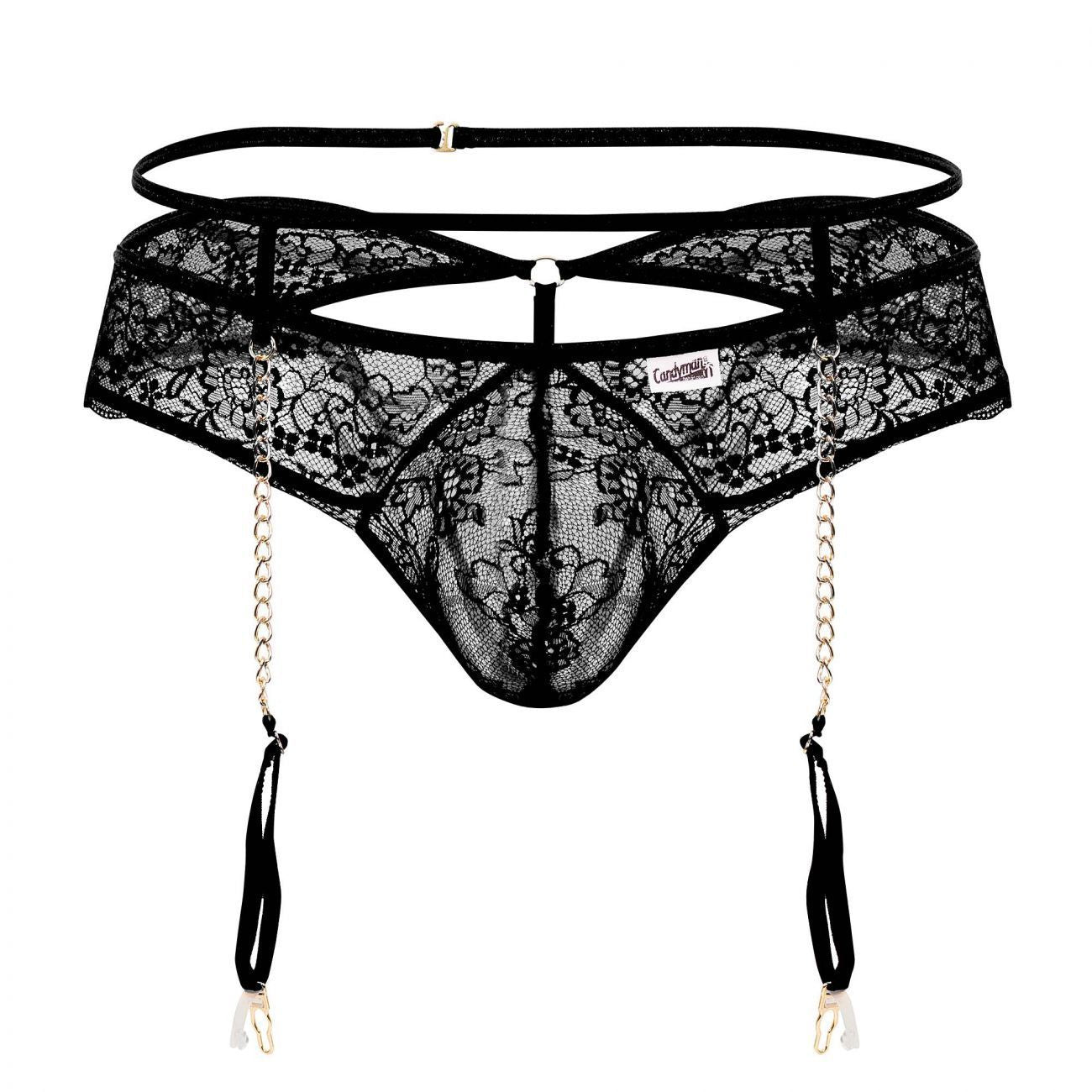 CandyMan 99566 Lace Garter-Jockstrap Outfit Black