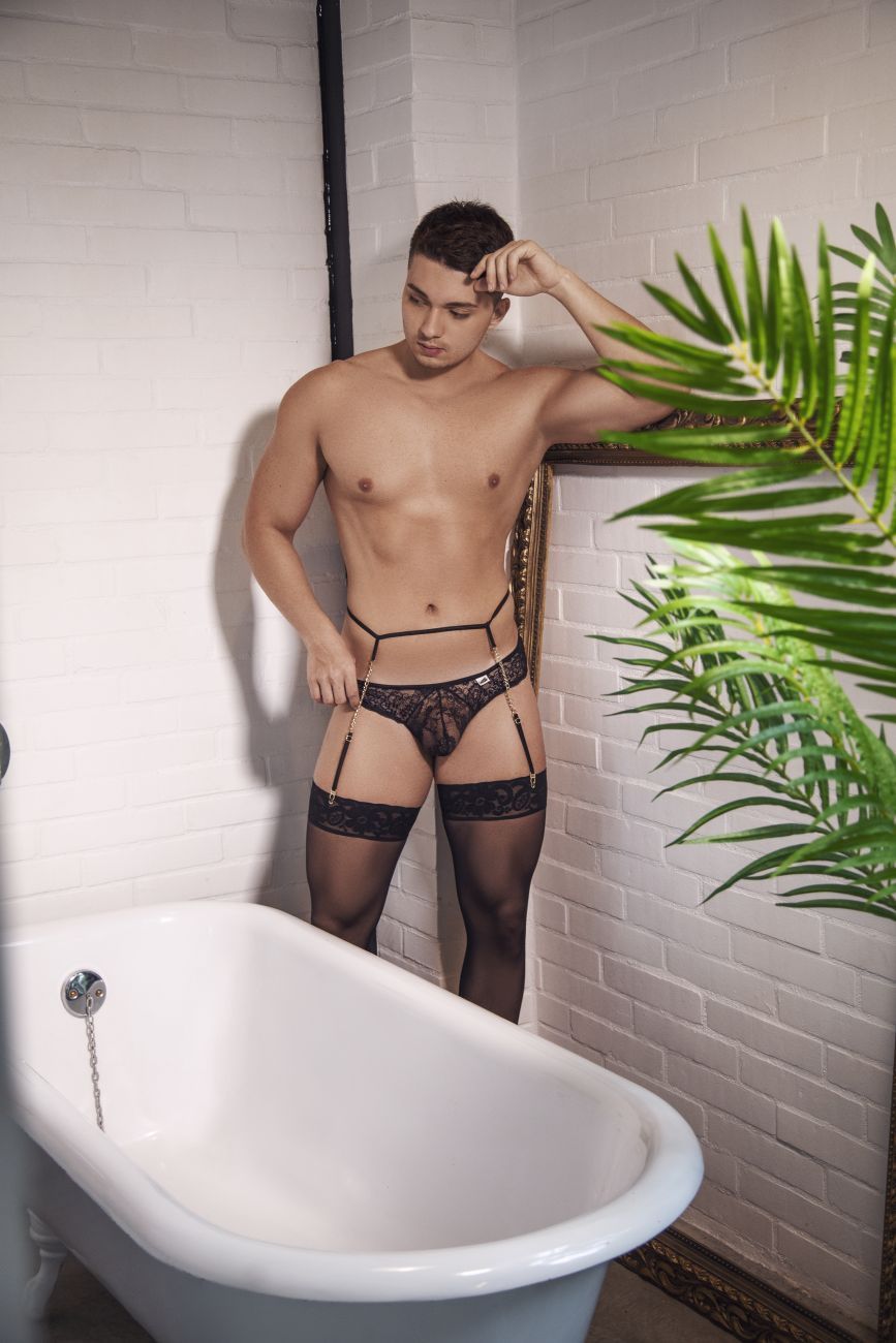 CandyMan 99566 Lace Garter-Jockstrap Outfit Black