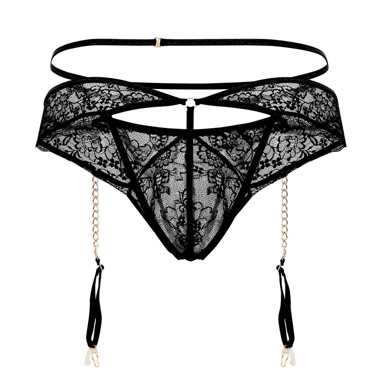 CandyMan 99566 Lace Garter-Jockstrap Outfit Black