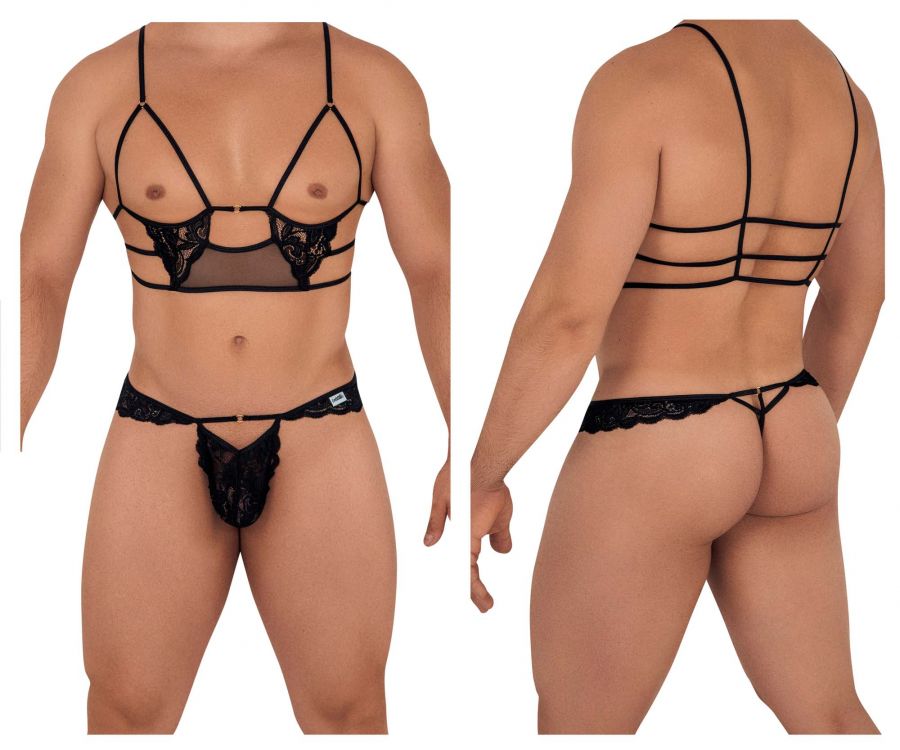 CandyMan 99604 Harness-Thongs Outfit Black