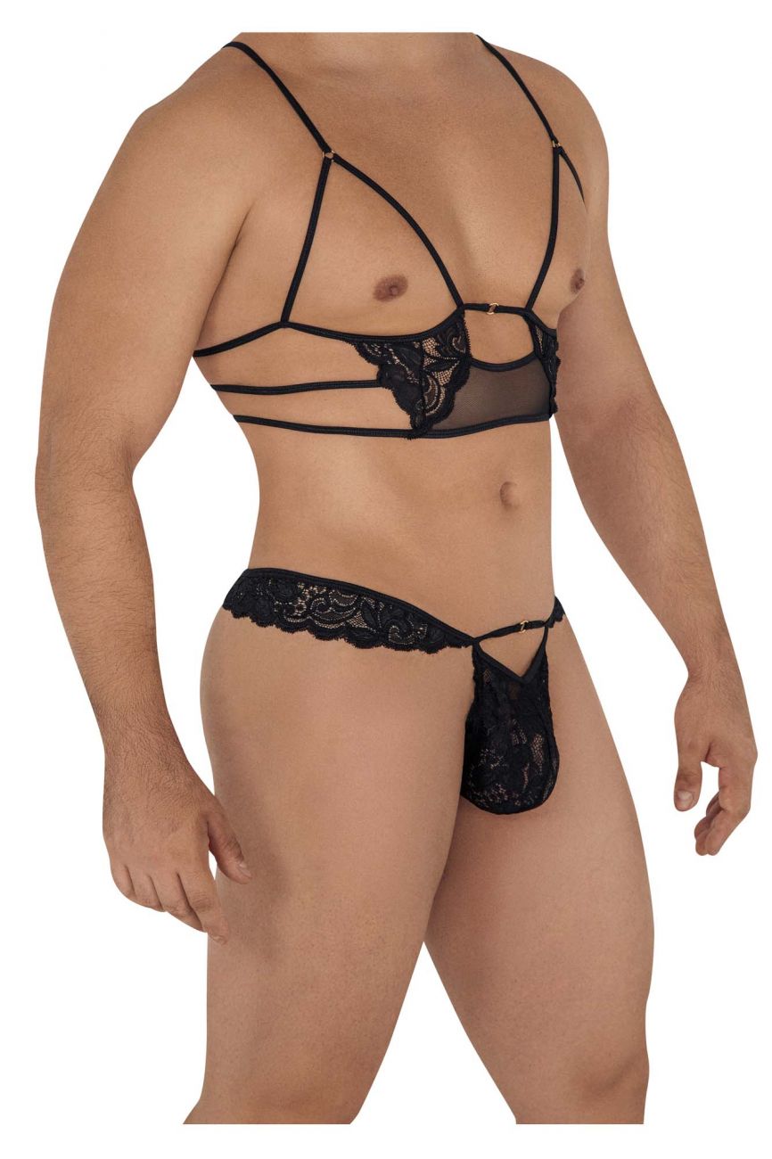 CandyMan 99604 Harness-Thongs Outfit Black