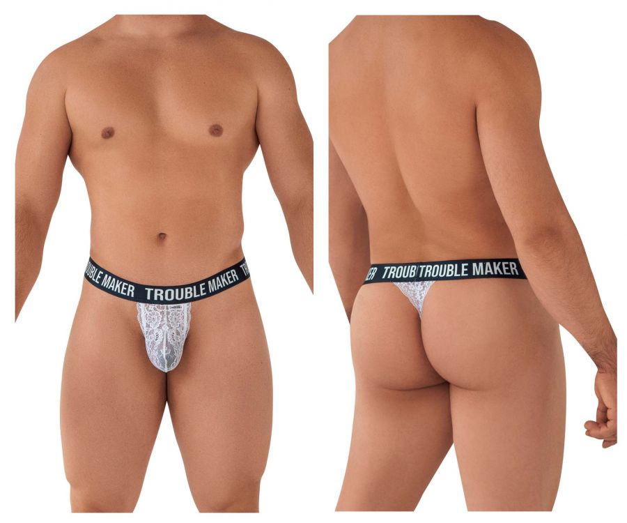 CandyMan 99618 Trouble Maker Lace Thongs White