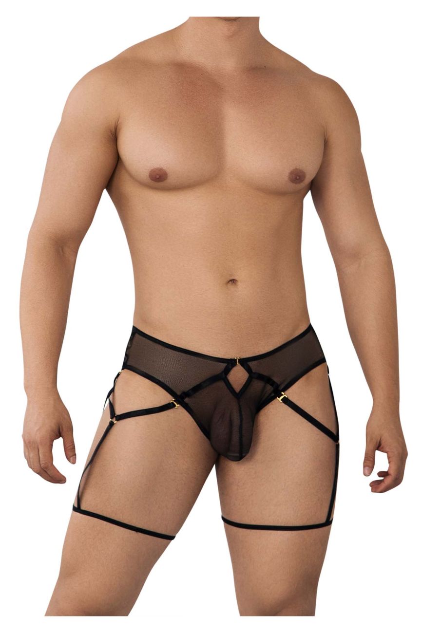 CandyMan 99625 Mesh Garter Briefs Black